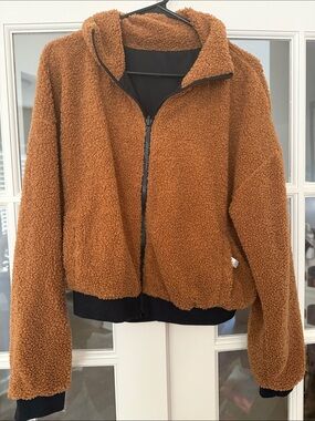 Fabletics size smallCozy Women's Teddy Zip Jacket - Brown